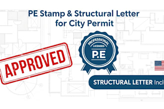 licensed pe stamp with structural engineer letter for city permit approval