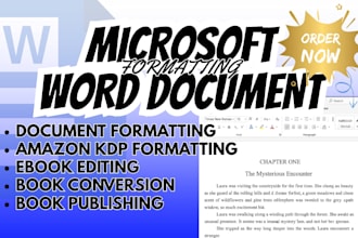 microsoft word document formatting, paperback formatting, kindle formatting