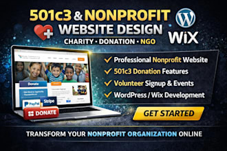 501c3 nonprofit website charity donation non profit website on wordpress wix