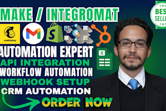 automate workflows using make com integromat automation, crm integration