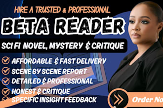 beta read sci fi novel, mystery, critique fantasy, and manual honest feedback