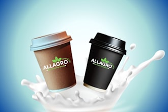 create realistic 3d coffee product mockup packaging mockup sticker label design