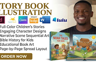 illustrate story book, picture book art, design children book illustration