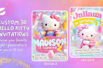 design a premium custom hello kitty birthday invitation