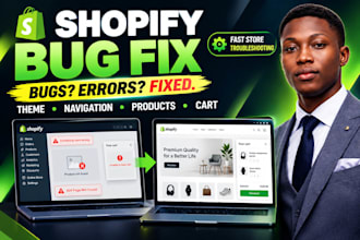 fix shopify bugs, theme errors, navigation and product sold out issues