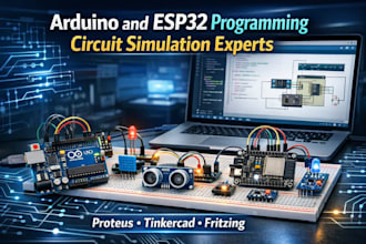 arduino and esp32 programming, circuit simulation  in proteus tinkercad fritzing