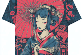 do a japanese t shirt illustration