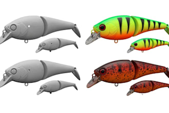 sculpt, 3d print and paint custom 3d bait fishing lure models 3d resin printing