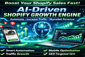 build ai powered automation shopify mobile app pinterest traffic GEO optimized