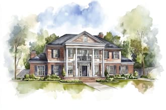 paint your house in watercolor painting style