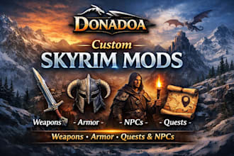 create custom skyrim special edition mods, weapons, armor, quests and npcs