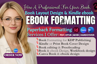 format paperback book formatting, kindle ebook formatting, ebook layout design