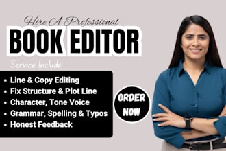 line and copy edit historical fiction novel, thriller book fantasy book editor