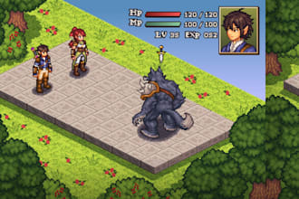create pixel art game character sprites, animations in rpg maker or custom style