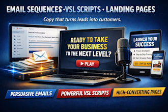 write high converting emails, landing pages, and vsl scripts