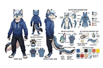 create custom oc fursona furry art character fursuit anthro reference sheet