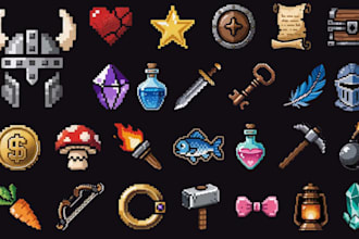 do pixel art icon, 2d game assets, skill icon, item icon, retro, pixel art vfx