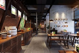 3d design interior and exterior of your restaurant, store and commercial space