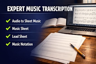 transcribe music transcription, music sheet, lead sheet, or music notation