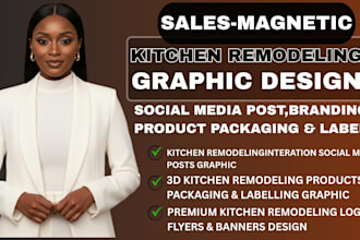 luxury kitchen remodeling social media graphic flyer, brochure, yard side design