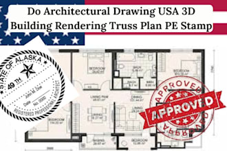 do architectural drawing USA 3d building rendering truss plan pe stamp