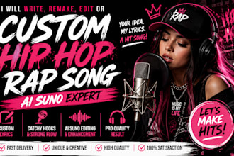 write a custom hip hop song, rap song, remake, recreate or edit ai suno song