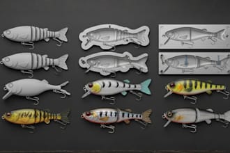 design model custom fish molds 3d fishing lure bait for 3d printing cnc machine
