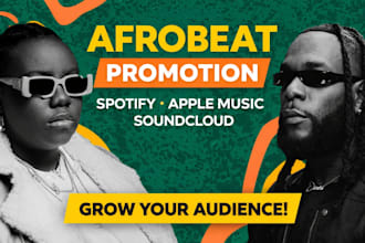 do spotify music promotion, apple music or soundcloud promotion for afrobeat