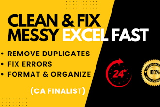 do excel data cleaning, remove duplicates and format your data
