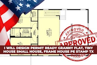 design permit ready granny flat, tiny house small house, frame house pe stamp tx