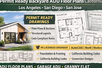 permit ready backyard adu floor plans california los angeles san diego san jose