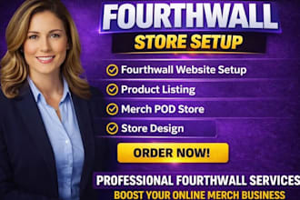 setup fourth wall shop, fourthwall website design, fourth wall merch pod store