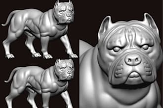 sculpt realistic 3d dog pet model replica fur texture figurine stl 3d printing