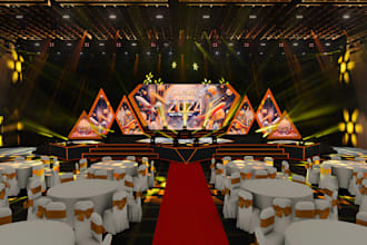 create 3d stage design for your event, concert, wedding and exhibition setup