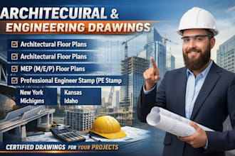 architectural drawing, mep floor plan, pe stamp for new york, kansas, michigan