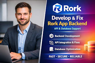 develop and fix rork app backend with API  database support