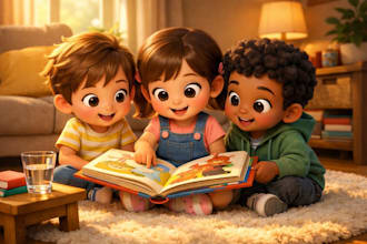 draw amazing 3d children book illustration and children story book for kids