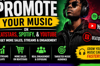 promote your music on beatstar, spotify, and youtube for sales and engagement