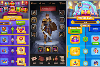 create custom 2d game UI UX design and game UI assets for mobile and PC