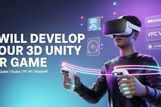 develop a 3d unity VR game for meta quest, oculus, PC VR or steamvr