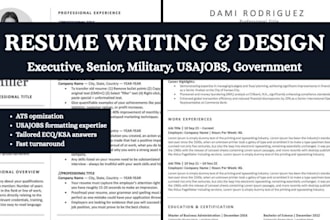 write, design federal executive resume and usajobs cv for military and goverment