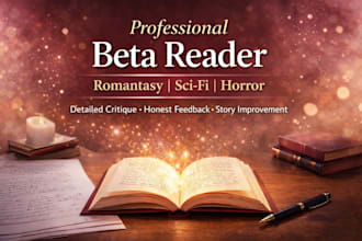 romantasy, critique, sci fi, horror, beta reader