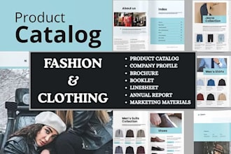 design editable fashion product catalog, clothing lookbook, linesheet, magazine