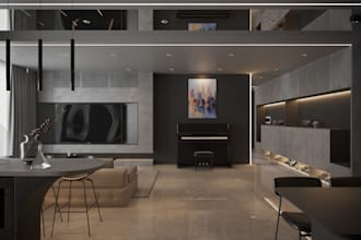create a modern living room design with realistic 3d rendering