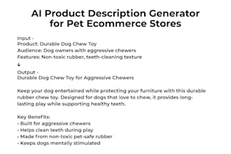 create ai product descriptions for pet ecommerce stores