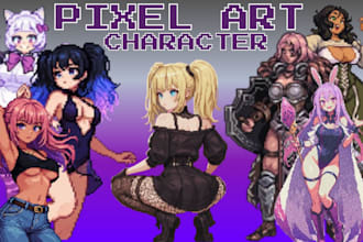 create pixel  art character , rpg  pixel character, game character, pixel sprite