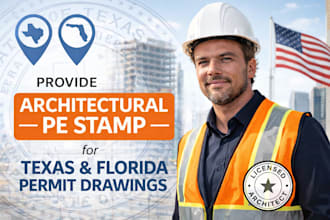 provide architectural pe stamp for texas and florida permit drawings