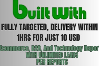 deliver shopify or any tech stack reports using builtwith pro