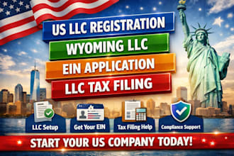 do US llc registration, wyoming llc, ein, llc tax filing and annual report