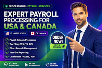 process payroll, tax filing, and annual reports for USA and canada businesses
